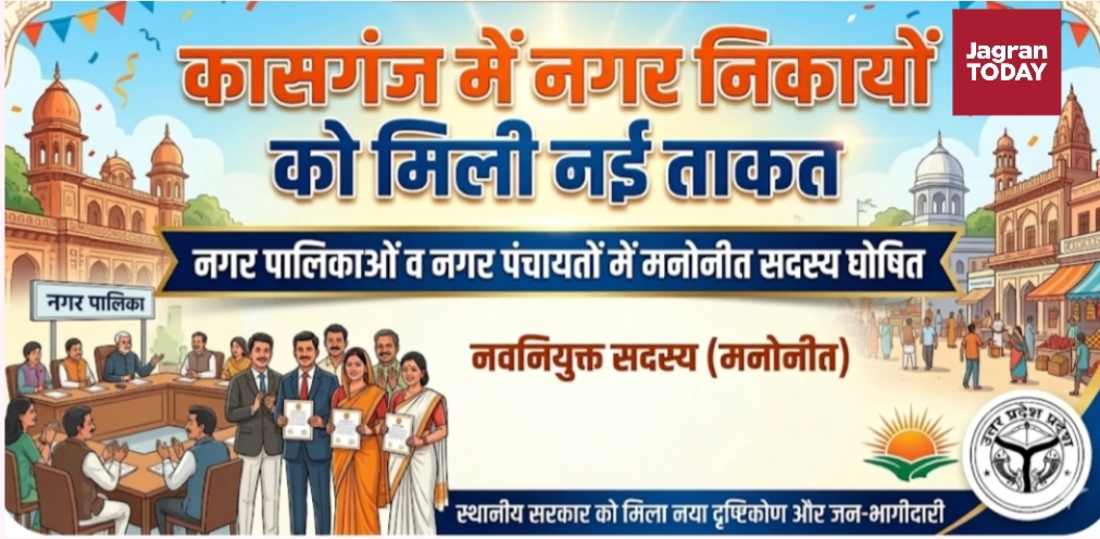 कासगंज के नगर निकायों को मिली नई ताकत: शासन ने नगर पालिकाओं व नगर पंचायतों में मनोनीत सदस्य किए घोषित