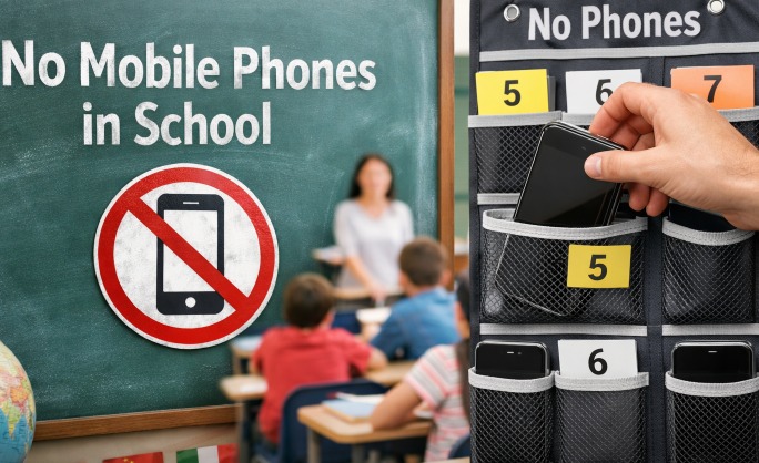 दुनिया के 58% देशों में स्कूलों में मोबाइल पर रोक