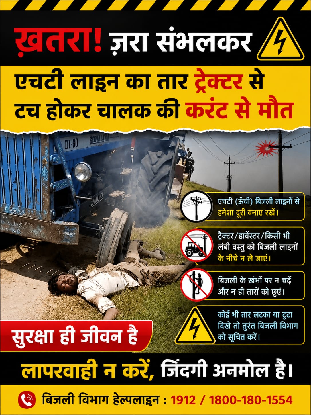 KASGANJ NEWS हाईटेंशन लाइन की चपेट में आने से युवक की मौत, ट्रैक्टर से लौटते समय हुआ हादसा