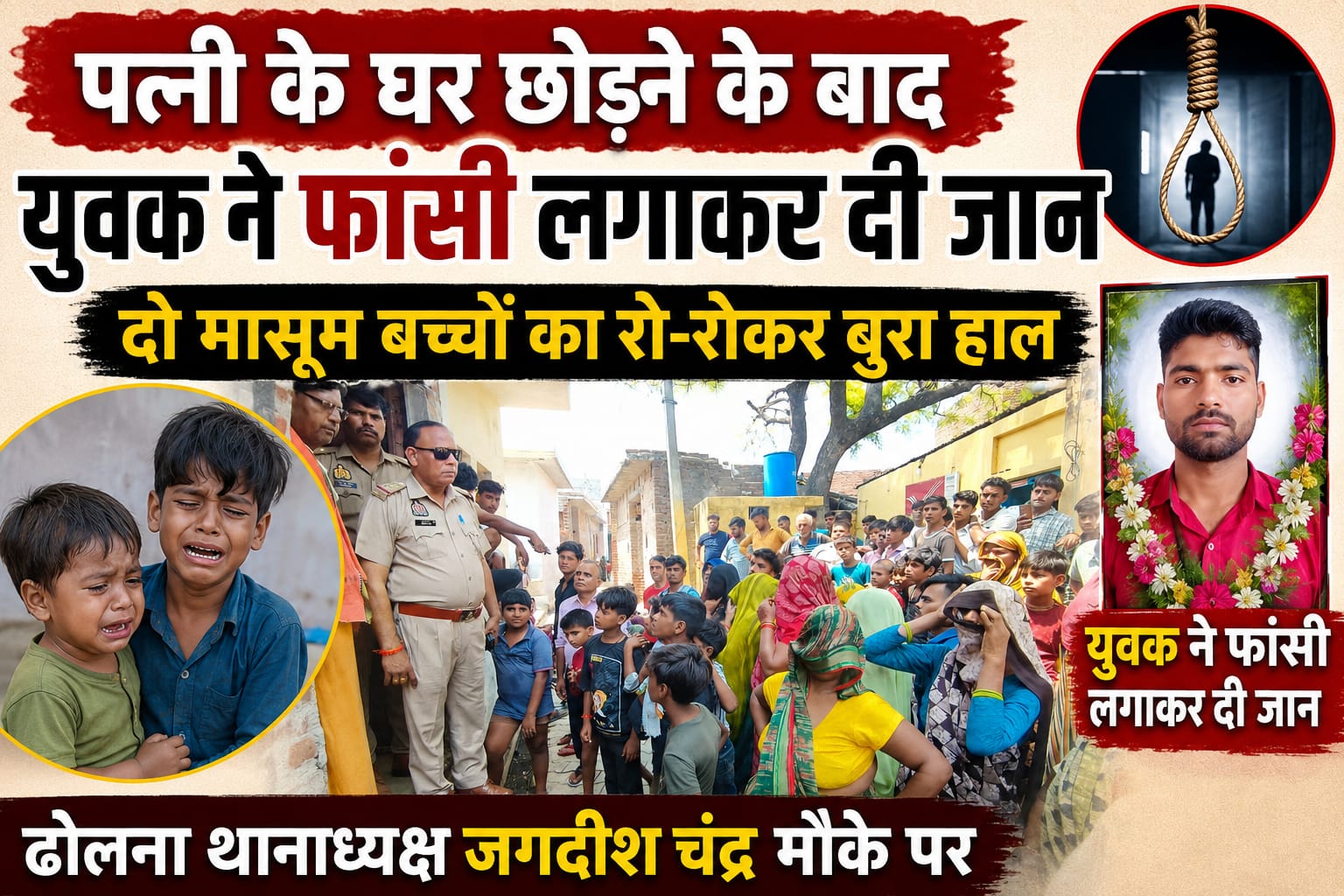 KASGANJ NEWS पत्नी के घर छोड़ने के बाद युवक ने फांसी लगाकर दी जान, दो मासूम बच्चों का रो-रोकर बुरा हाल